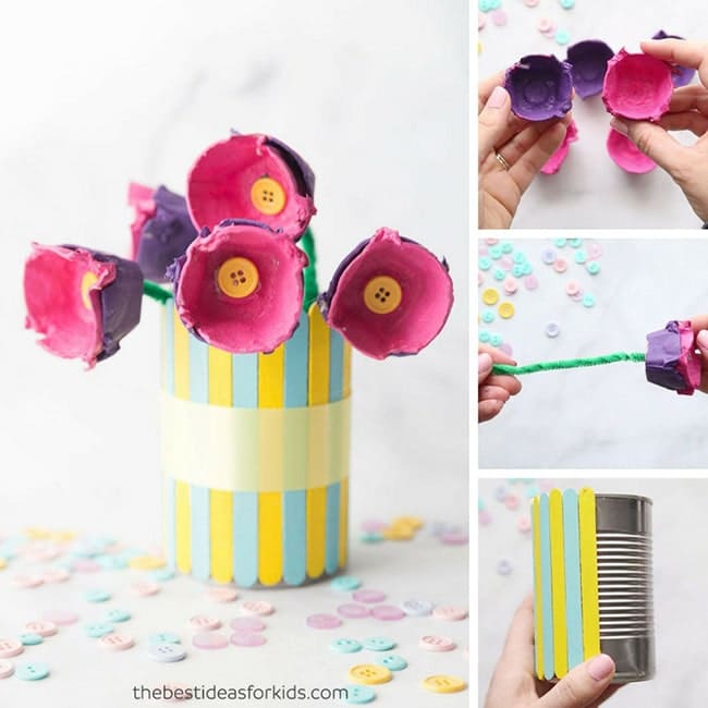 Paper Flowers From An Egg Carton