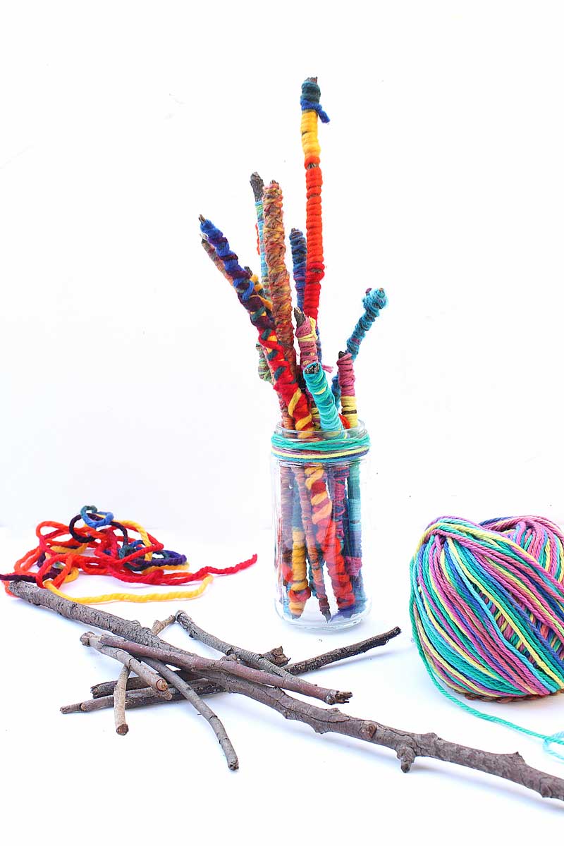 Colorful Yarn Stick Art