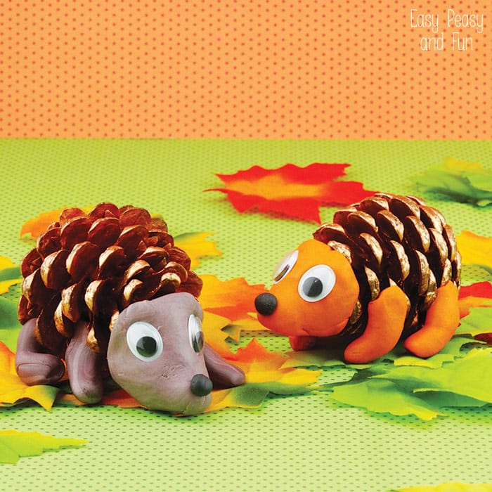 Pine Cone And Clay Hedgehogs
