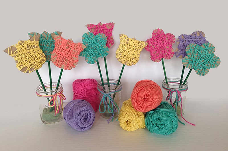 Yarn Wrapped Spring Flowers