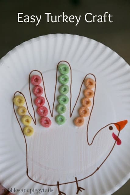 A Fruit Loopy Handprint Turkey Craft