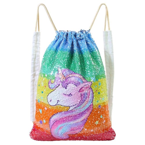 Flippy Sequin Unicorn Drawstring Backpack