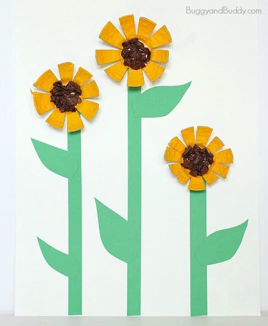 Egg Carton Sunflowers