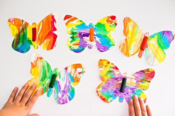 Rainbow And Pasta Butterfly Craft