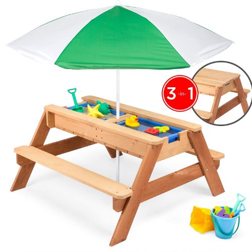 Best Choice Products Kids 3-in-1 Outdoor Wood Picnic Table 