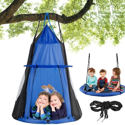 Costzon 2 in 1 Kids Detachable Hanging Chair Swing Tent Set