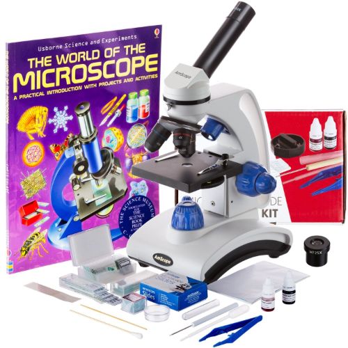 AmScope 40X-1000X Beginners Microscope Kit for Kids