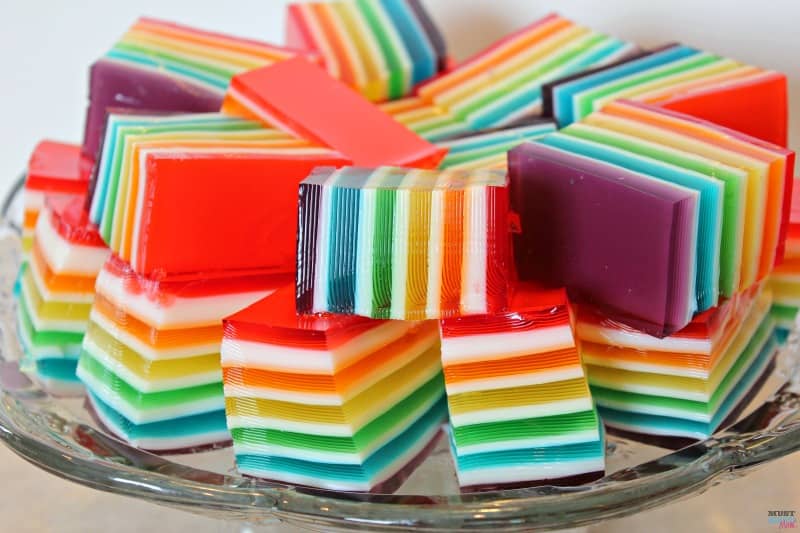 Rainbow Jell-O Cubes
