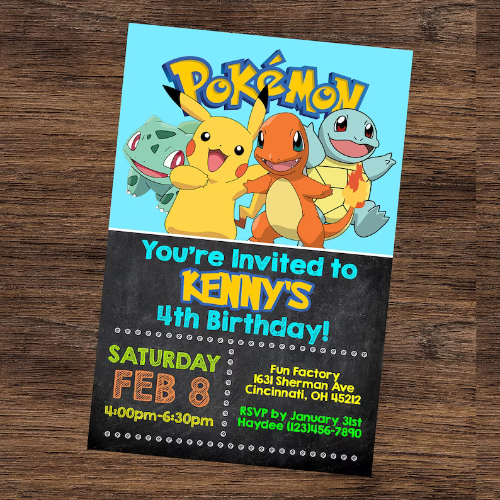 Pokémon Birthday Invitations