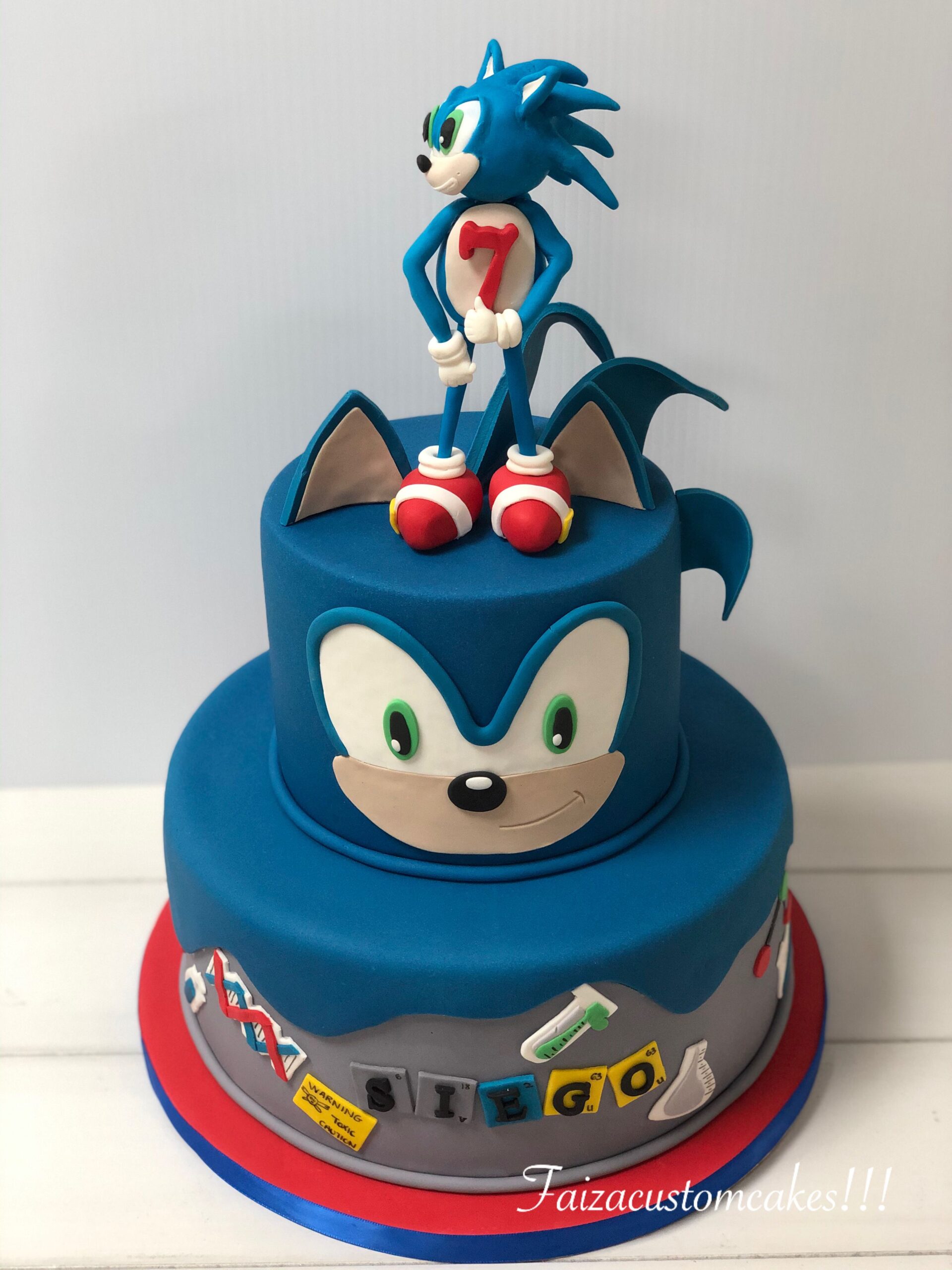 Tiered Sonic Character Cake