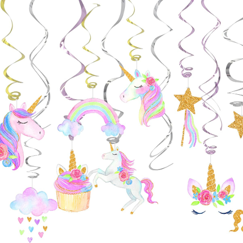 Hanging Unicorn Swirl Decorations