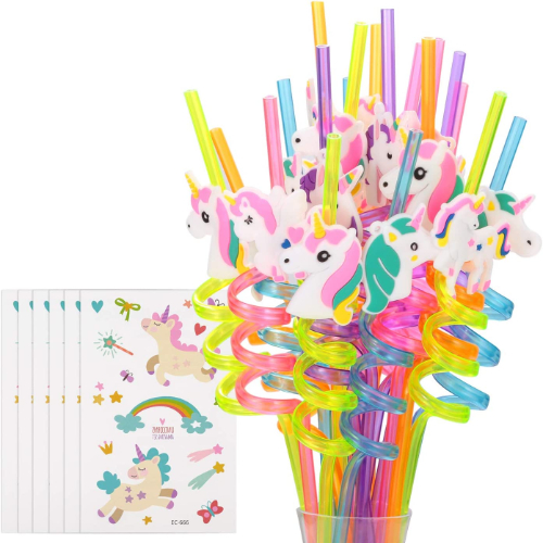Squiggly Unicorn Straws And Tattoos