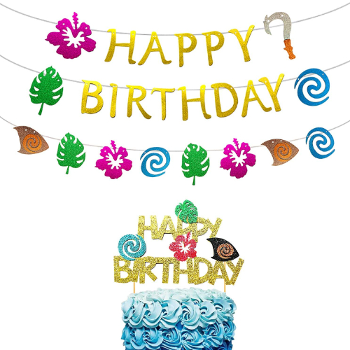 Moana Birthday Banner And Cake Topper