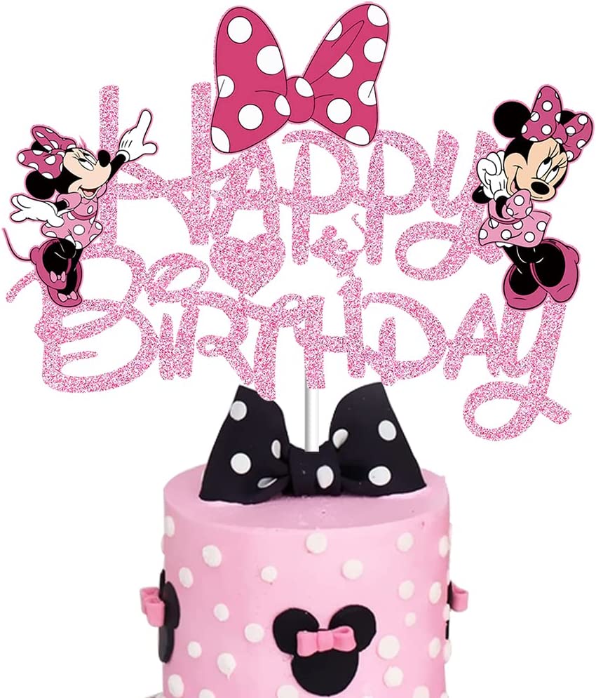 Sparkly Pink Minnie Mouse Cake Topper