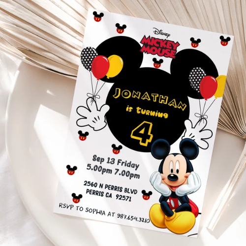 Mickey Mouse Invitations On Etsy