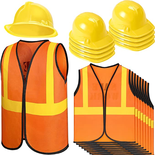 Construction Vests And Hard Hats